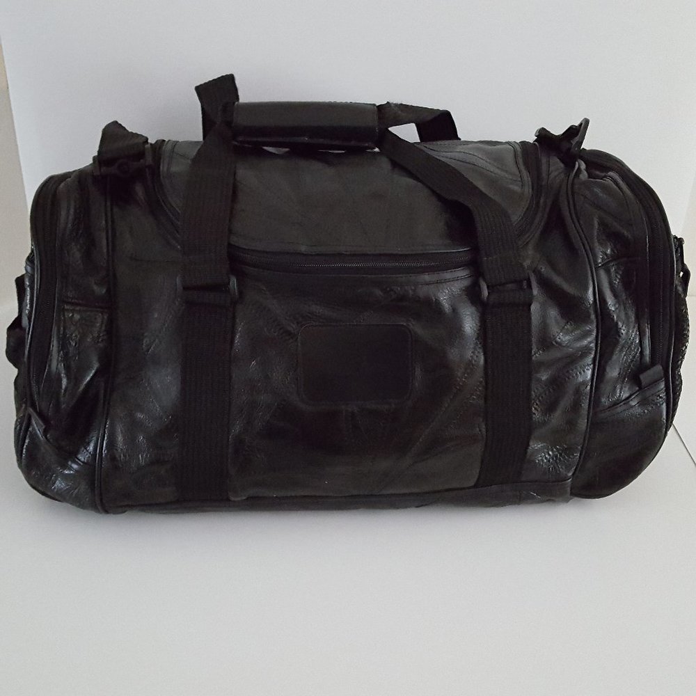 Patchwork Leather Duffle Bag Weekender Luggage *P… - image 3